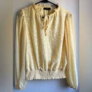 NWT Tahari Yellow Sleeve Blouse with Tie Front